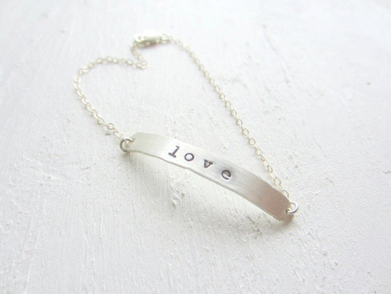 Love Letters - Love Bracelet // Sterling Silver Bracelet // Hand Stamped Jewelry // Delicate Bracelet // Minimalist Jewelry - REBELbyFATE
