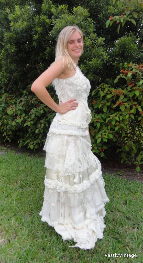 Custom Order for Cathryn - Reclaimed Ivory Wedding Gown Custom Layers of Vintage Materials, by Vastly Vintage on Etsy