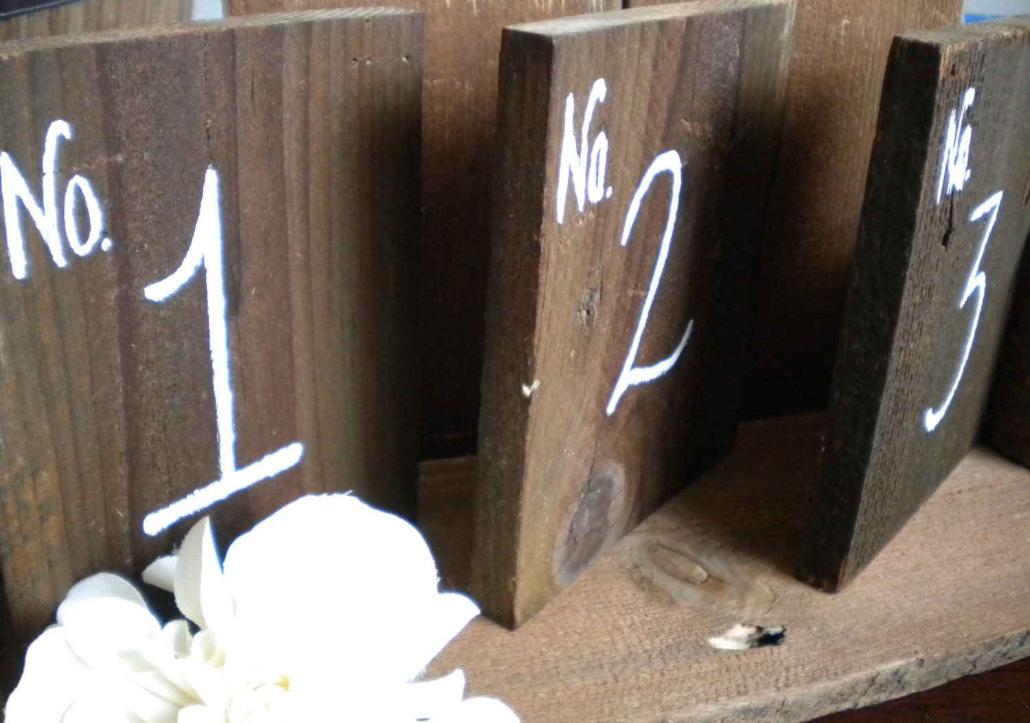 5 Barn Wood Table Numbers - Hand Painted