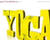 ON SALE shabby chic Hanging wood YOGA wall sign for home decor