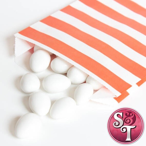 Rugby Stripe Orange Goodie Favor Treat Bags - Qty 12 Il_570xn