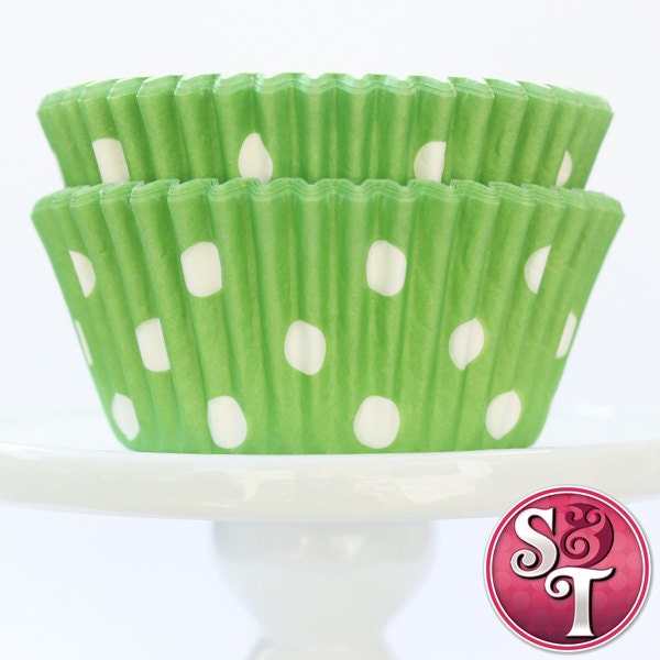 Lime Green GREASEPROOF Dot Baking Cups Cupcake Liners - Quantity 50 Il_570xn