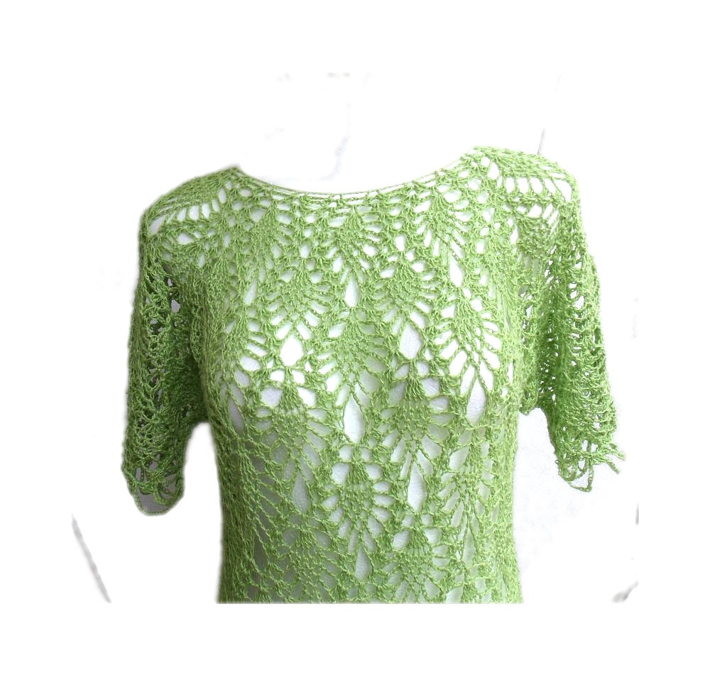 Crazy Pineapple lace light green hand crochet tunic mini dress - MyLaceSpace