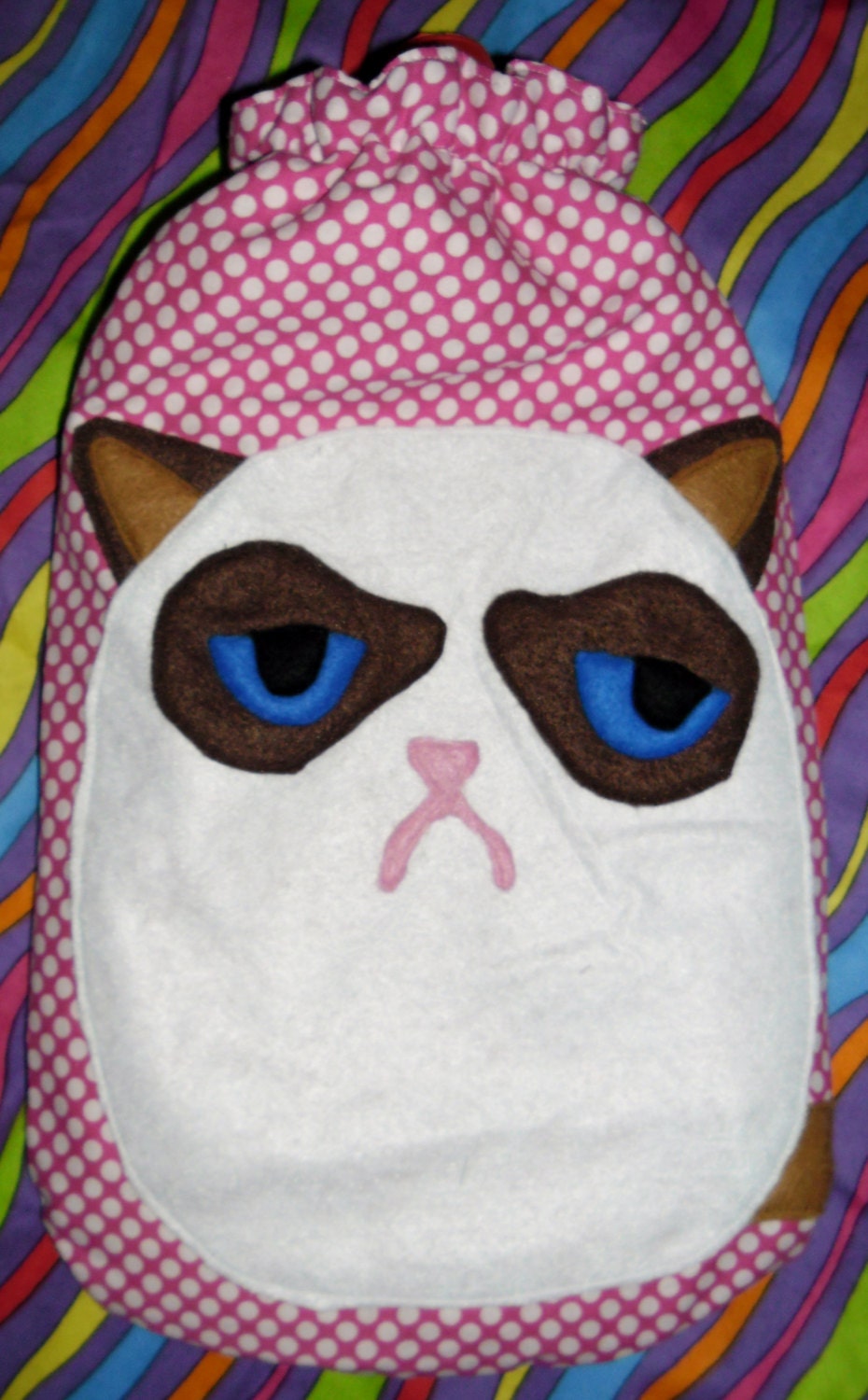 Hot Water Bottle Cover "A Very Grumpy Cat"