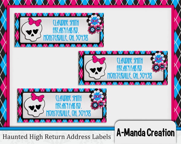 Haunted High Bitrhday Party Printable Return Address Labels Il_570xn