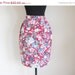 Vintage 80's Red Floral Print Denim Skirt 4