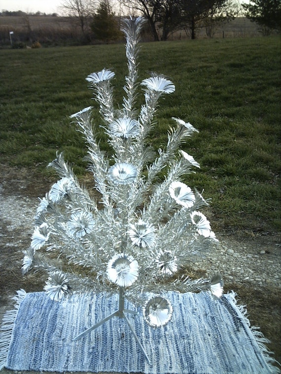 vintage aluminum silver pom pom christmas tree by vintage aluminum silver pom pom christmas tree by