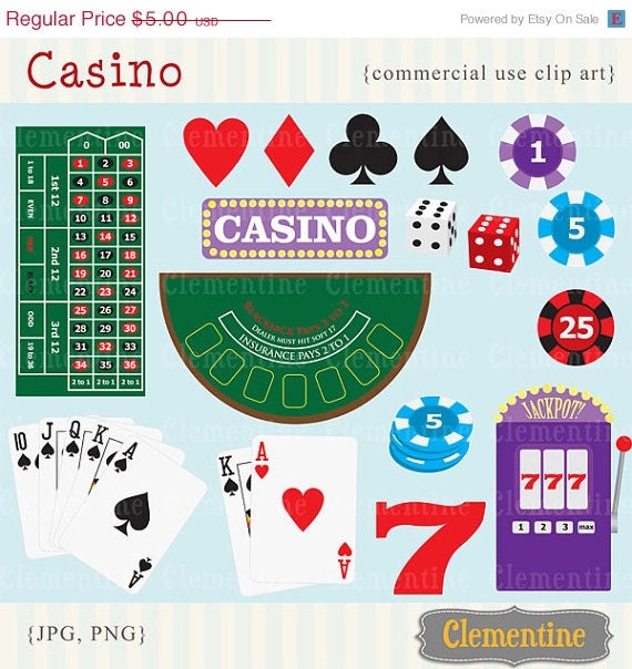 40% OFF SALE Poker clip art images, casino clip art, royalty free images, commercial use- Instant Download Il_570xn
