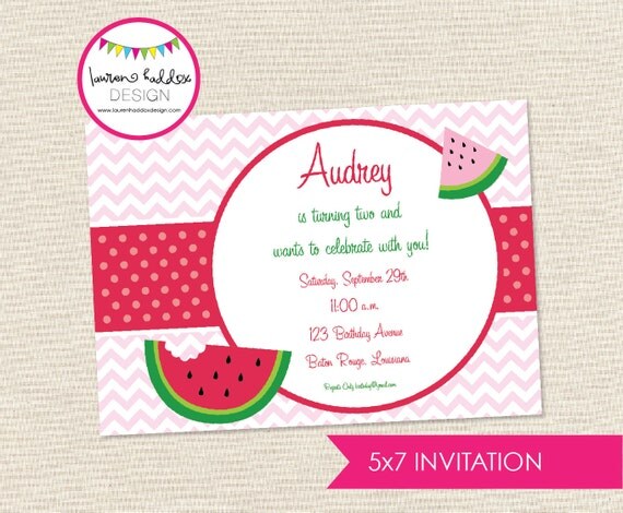 DIY, Watermelon Birthday INVITATION Il_570xn