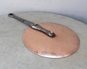 French COPPER POT LID Iron Handle Copper Rivets Tin Lined 6 5/8" Diameter