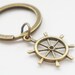 Ship Wheel - Antiqued Brass Vintage Style Key Ring - KR33