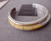 sterling silver cuff bracelet - Navajo, mother of pearl