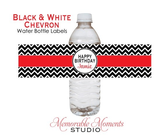 PRINTABLE WATER BOTTLE labels Black and by MemorableMomentsSt