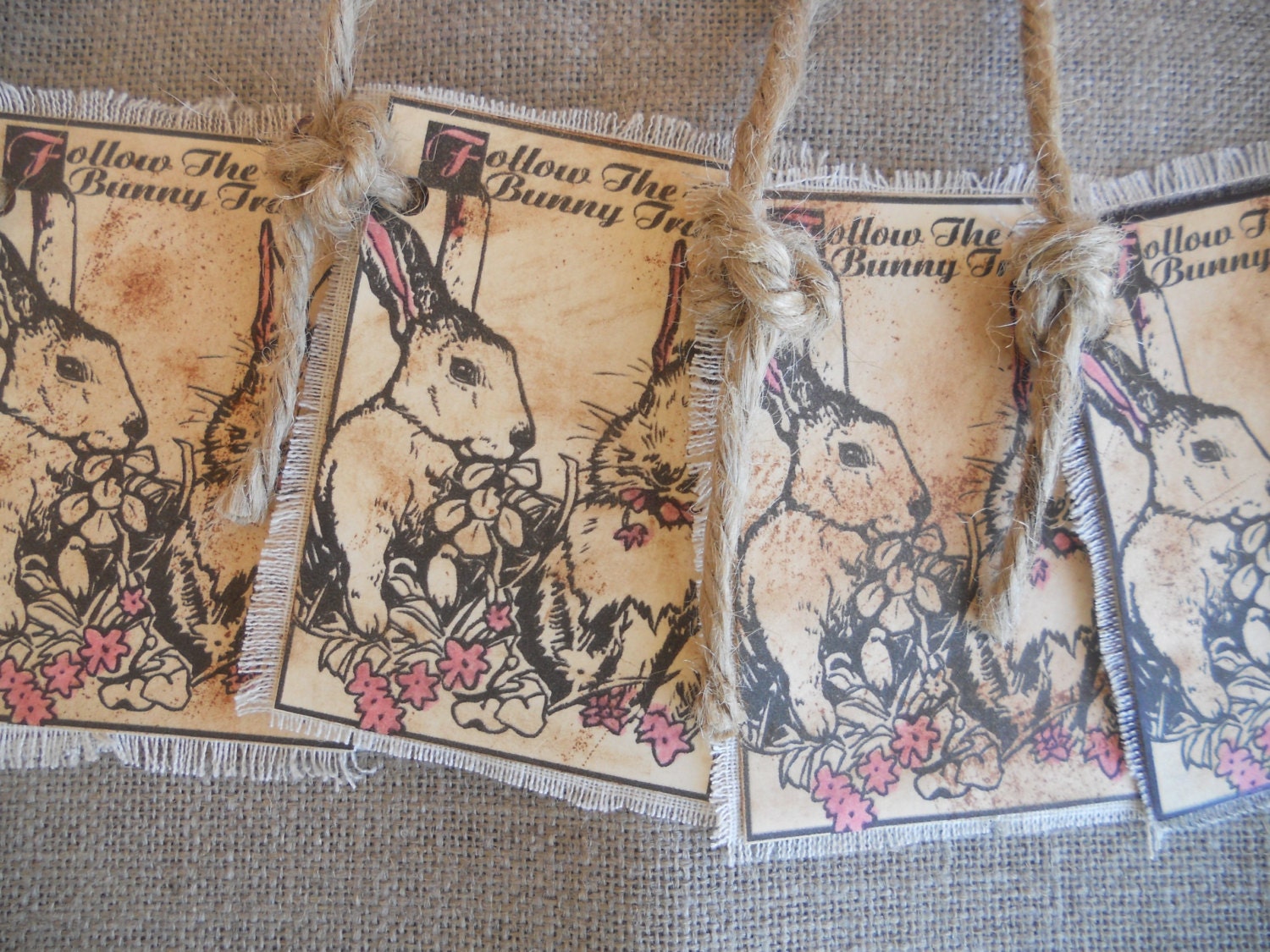 Gift Tags, Easter Tags, Bunny Tags Aged Primitive Gift Tag by PebbleCreekDesigns - PebbleCreekDesigns