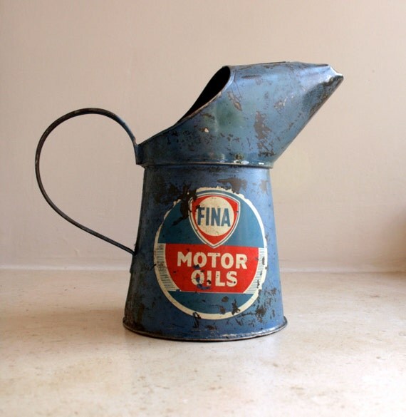 rare fina motor oil pint pourer can jug by gennamaria on Etsy