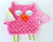Owl Taggie Security Blanket -  Pink Lovey Blanket - OurPicketFence