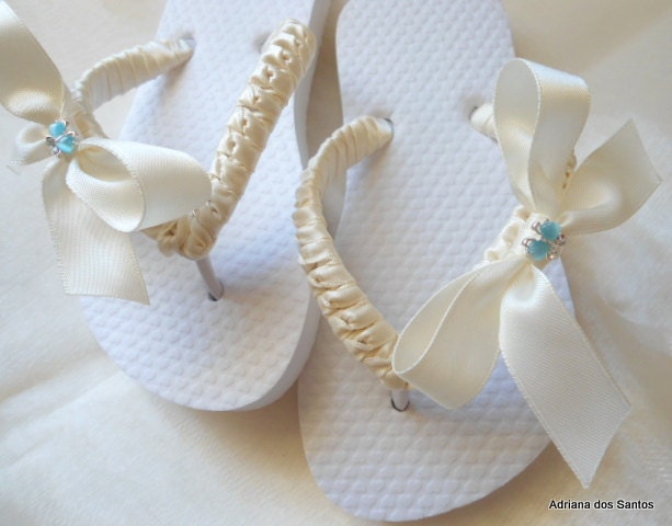 Flower Girl Flip Flops, wedding flip flops, ivory flower girl shoes ...