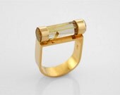 Rutilated Quartz 14K Gold Ring "Fuse" Design - sasajewelry