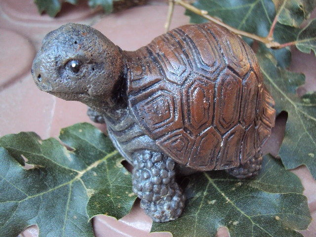Turtle, Stone, ooak Finish, Hand cast and painted, Inside Outside, 8oz.