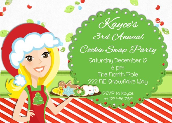 Christmas Cookie Exchange Christmas Party Invitation Printable Design Il_570xn