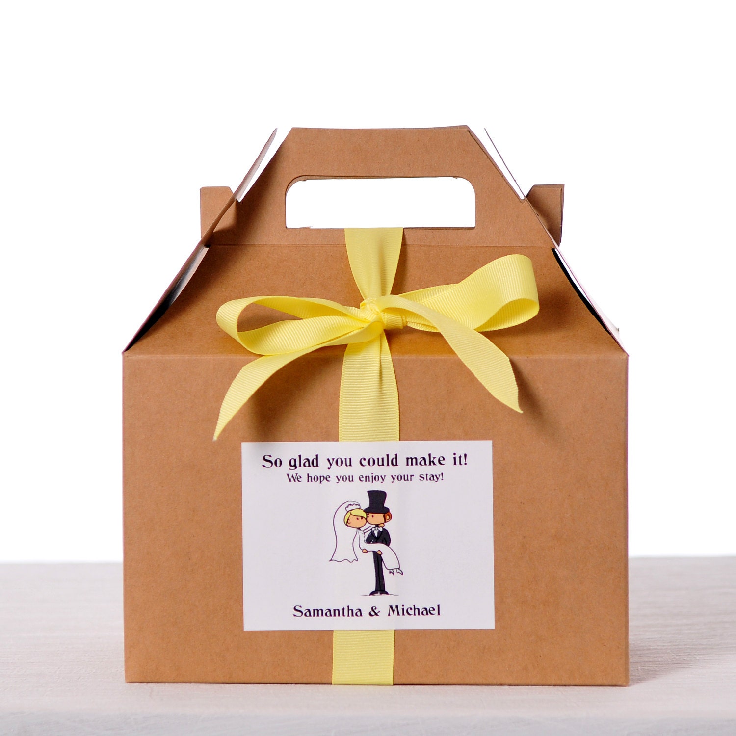 Gable Wedding Box Set of 8 - Wedding Favor Box / Welcome Box Labels Il_570xn
