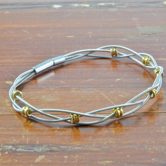 Braided Recycled Guitar String Bracelet w/ by GuitarStringJewelry