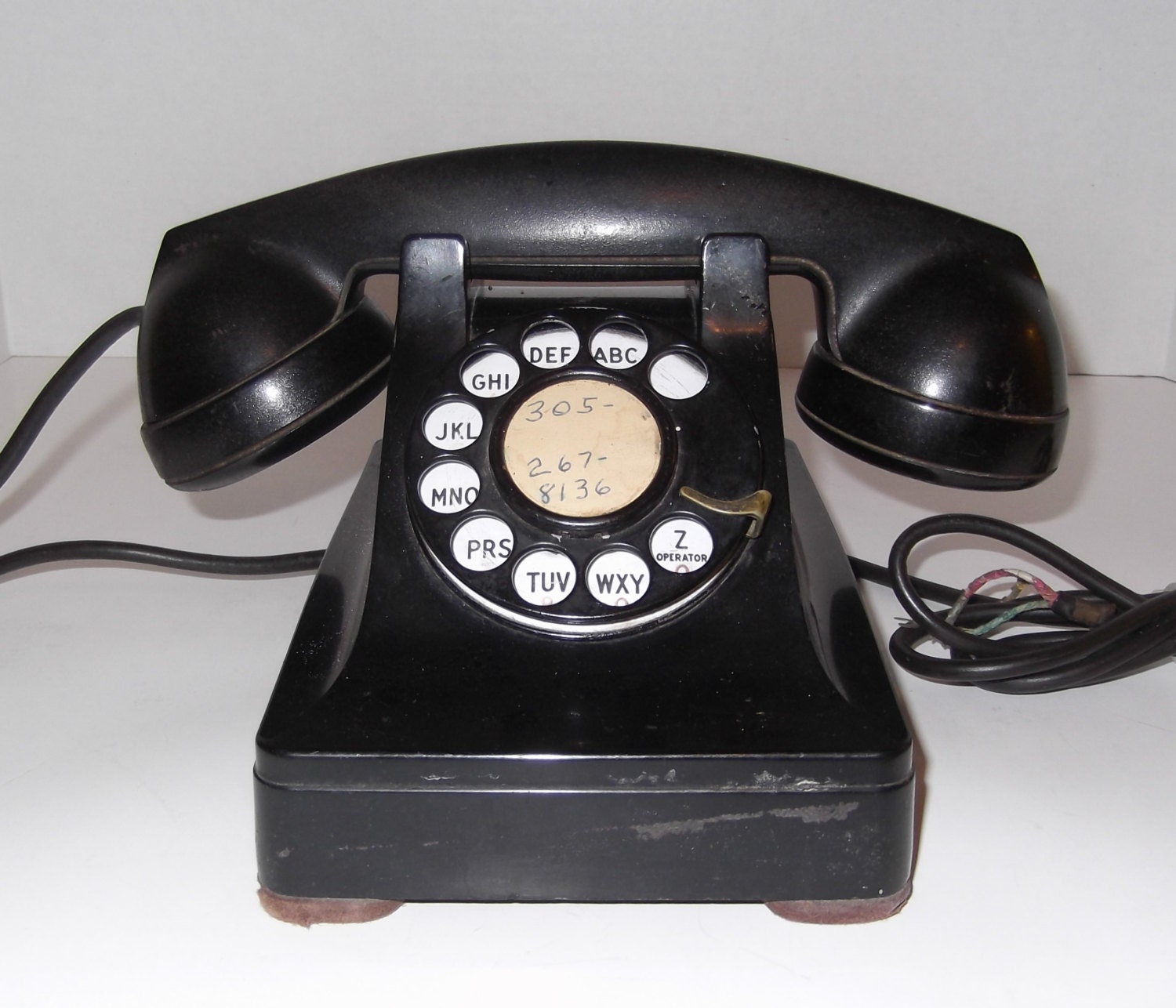 Antique Western Electric Black Rotary Dial Phone Model F1 Telephone - SusieSellsVintage