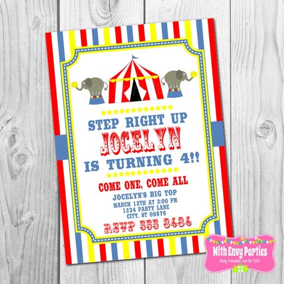 CIRCUS CARNIVAL Party Invitation Printable Il_570xn