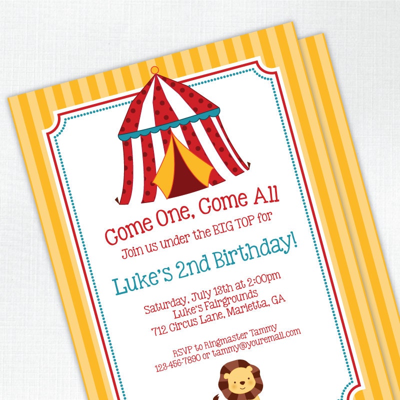 Circus Party Birthday Invitation - Custom Kids / Childrens Invite - DEPOSIT or digital delivery option Il_170x135
