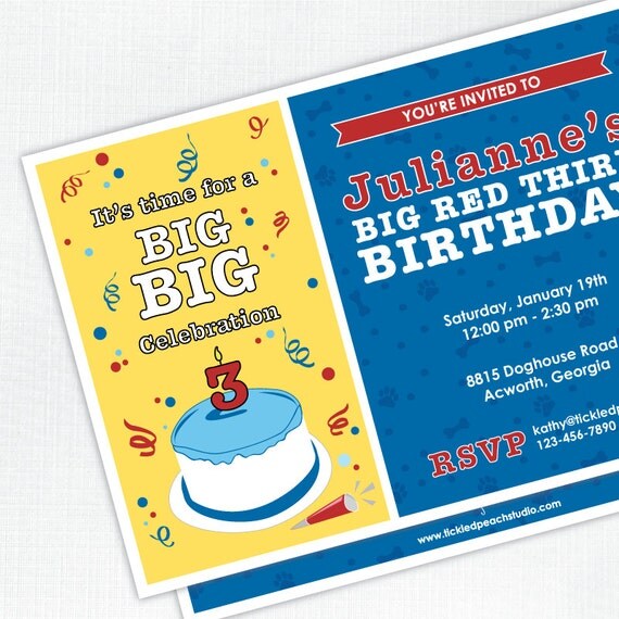 Clifford Inspired Birthday Invitation - PRINTED - Printable file also available Il_570xn