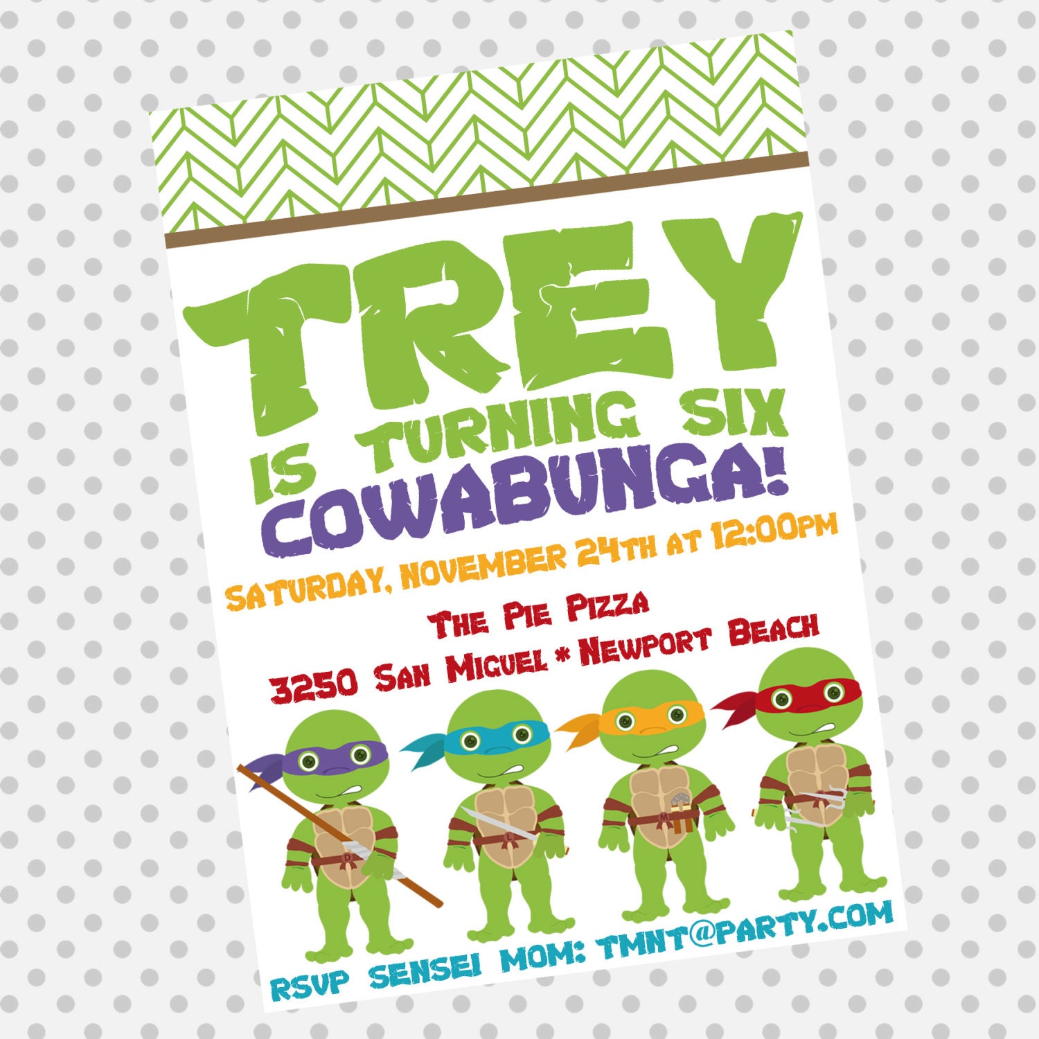 Custom Birthday Party Invite - TMNT Invitation - Ninja - Party Supplies Il_570xn