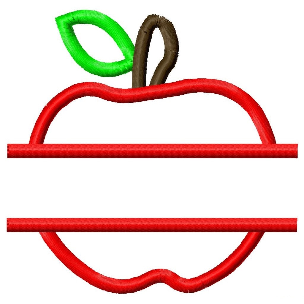 Split apple applique embroidery design 4x4 5x7 by appliquecandy Split apple applique embroidery design 4x4 5x7 by appliquecandy