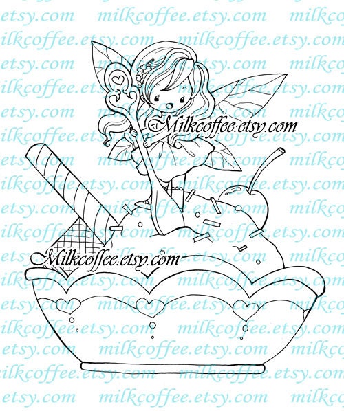 Digital Stamp - Fiona the Fairy and Her Ice Cream