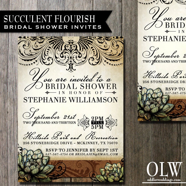 Succulent Bridal Shower Invitation Wedding Invitation - Digital File ...
