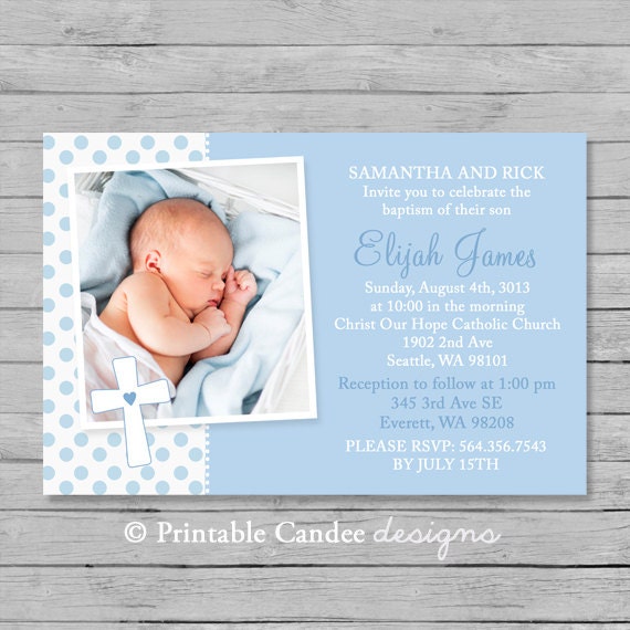 Blue Baptism or Christening Invitation DIY by printablecandee