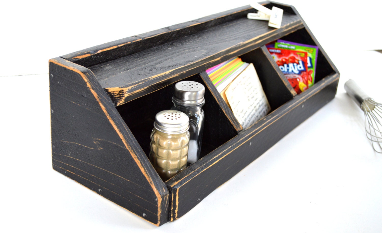 Kitchen or Desk Organizer Rustic Wood Storage