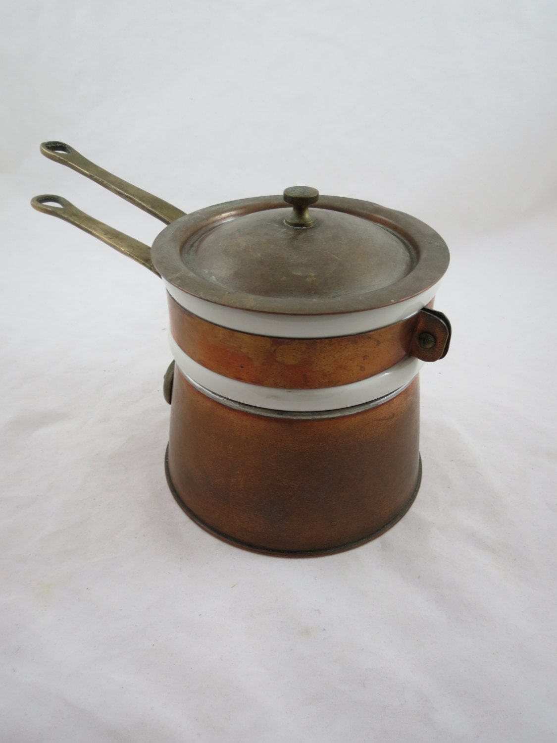 Hall Copper Ceramic Double Boiler 1083 by VintageCocobytheLake