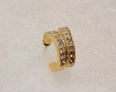 10% OFF Vintage Rhinestone Hoop Earrings, Gold Half Hoop Earrings