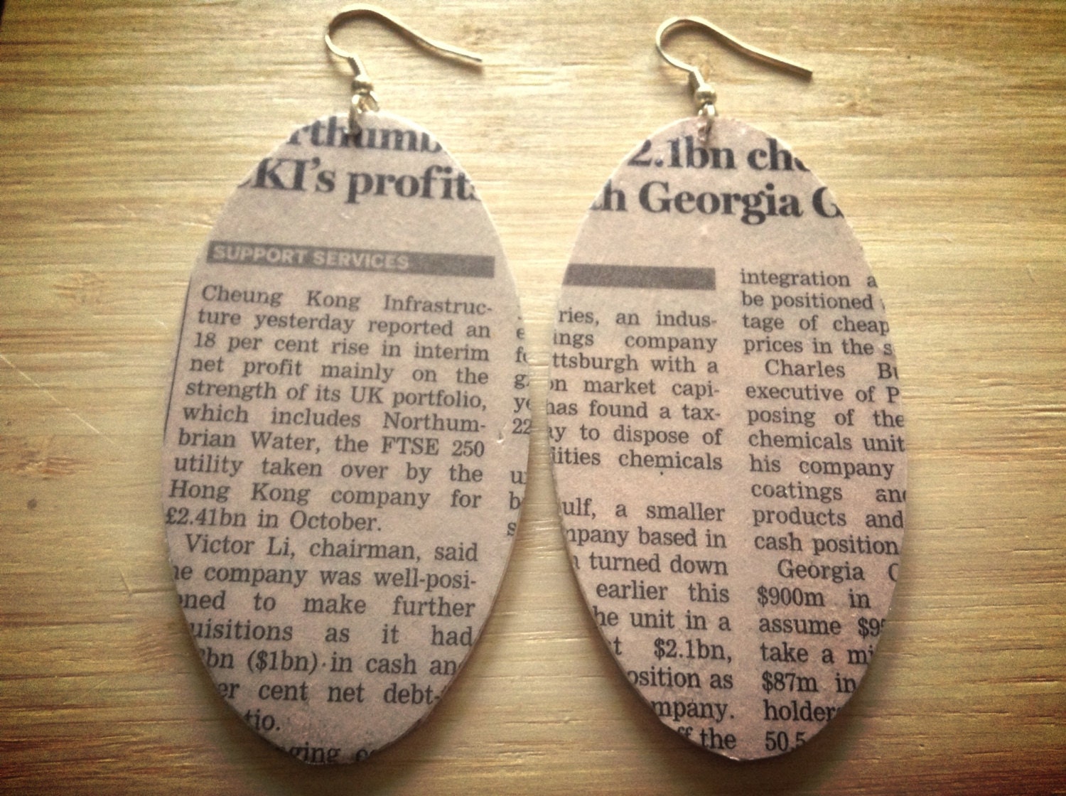 Financial Times Newsprint Earrings