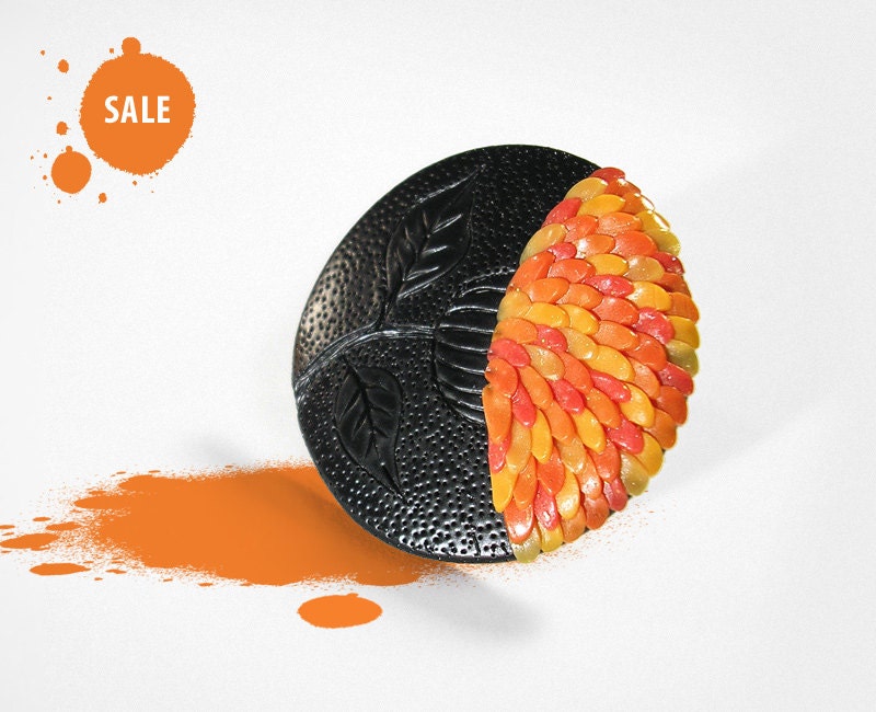 SALE 30% OFF / In Bloom / Handmade polymer clay cocktail ring