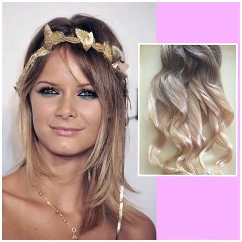 BLONDY ASH OMBRE/ human hair extension/ blonde ash blonde hair/ clip-in hair wefts/  full set/ hair extensions