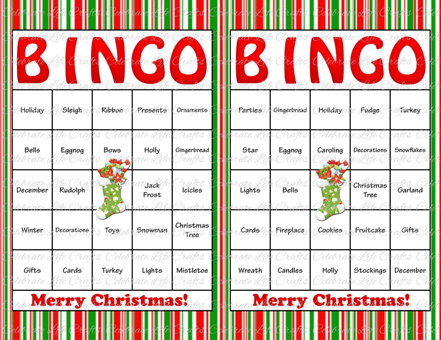 Christmas bingo cards free printable. 
