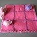 Felt pink purple heart & flower Tic Tac Toe game board, counters plus storage case. Hand made