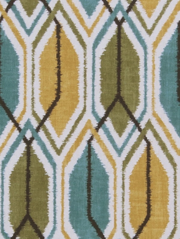 Teal Yellow Geometric Fabric by the Yard by PopDecorFabrics