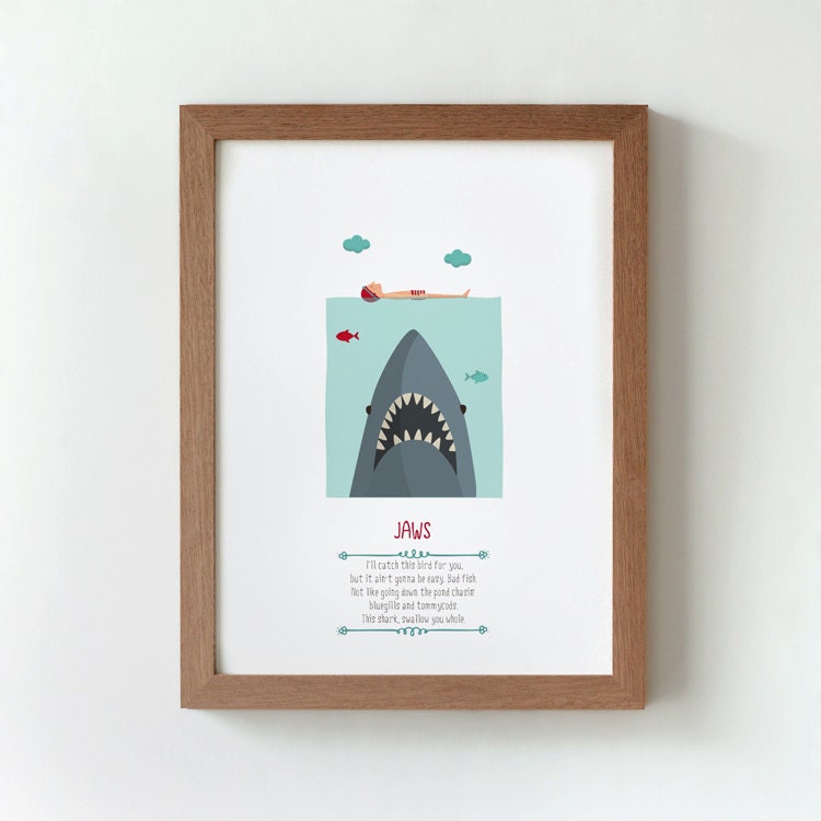 Ilustración. Tiburón. Poster inspirado en la película.