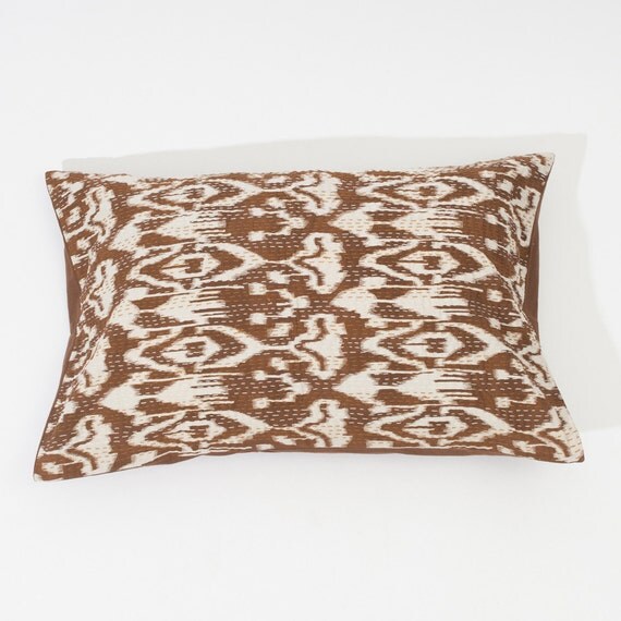 Sale Large Brown Ikat Sham Pillow in 20x30 by gypsya on Etsy