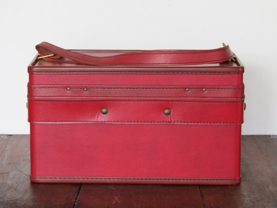 Vintage Red Hartmann Leather Train Case / by ArmoryArtandAntiques