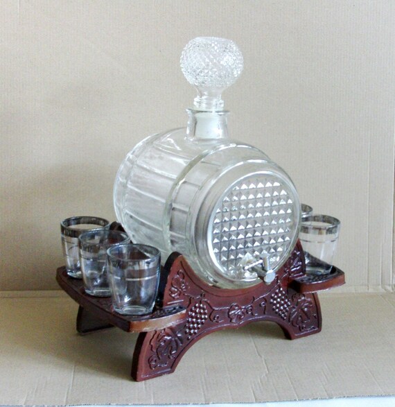 Glass wine keg with tap unique vintage cask by