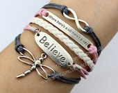 infinity karma bracelet believe bracelet dragonfly bracelet "where there's a will there's a way"bracelet personalzied charm bracelet-N1611