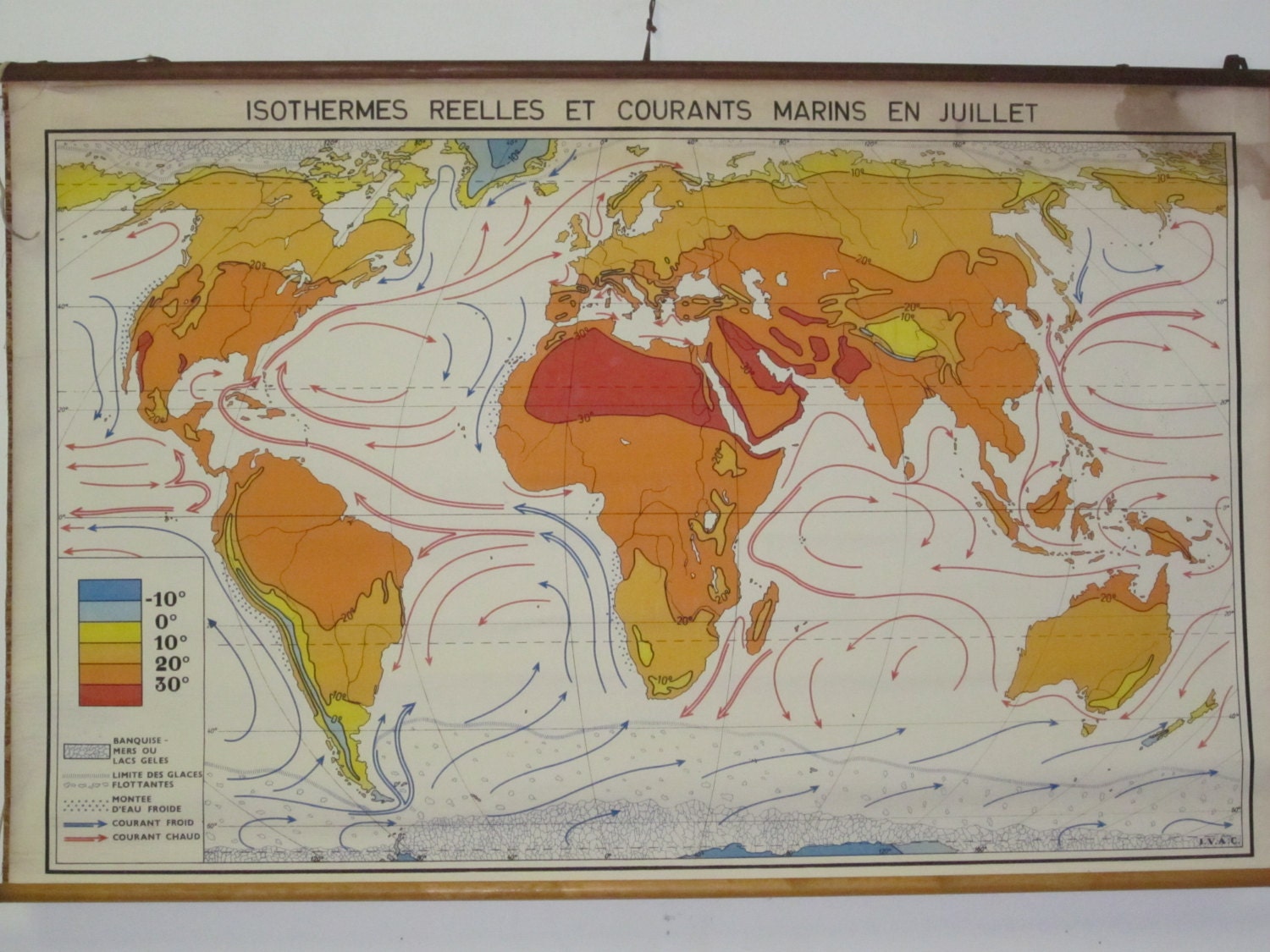 Vintage World Climate Map from Belgium